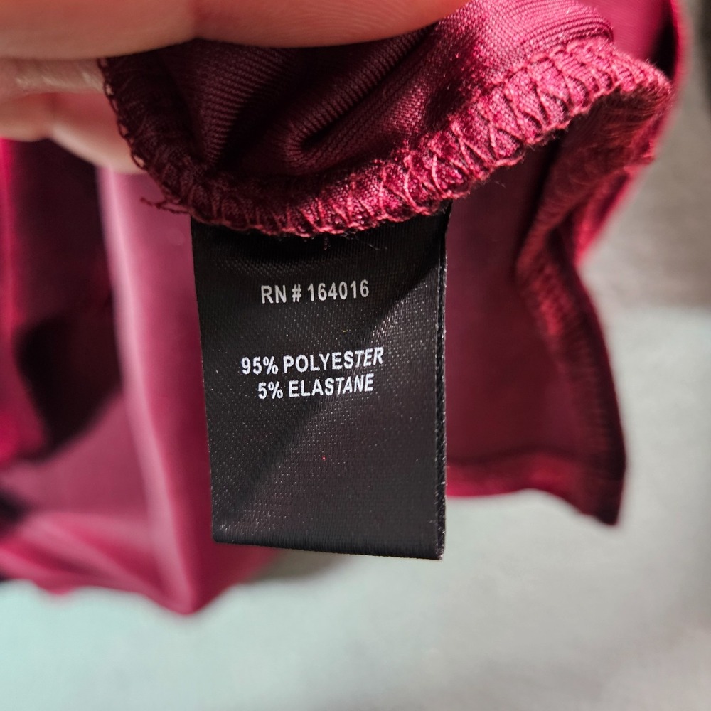$79 NEW Calessa Embroidered Velvet Shirt Top Women 2X Stretch Dark Red NWT‎ - Picture 8 of 13
